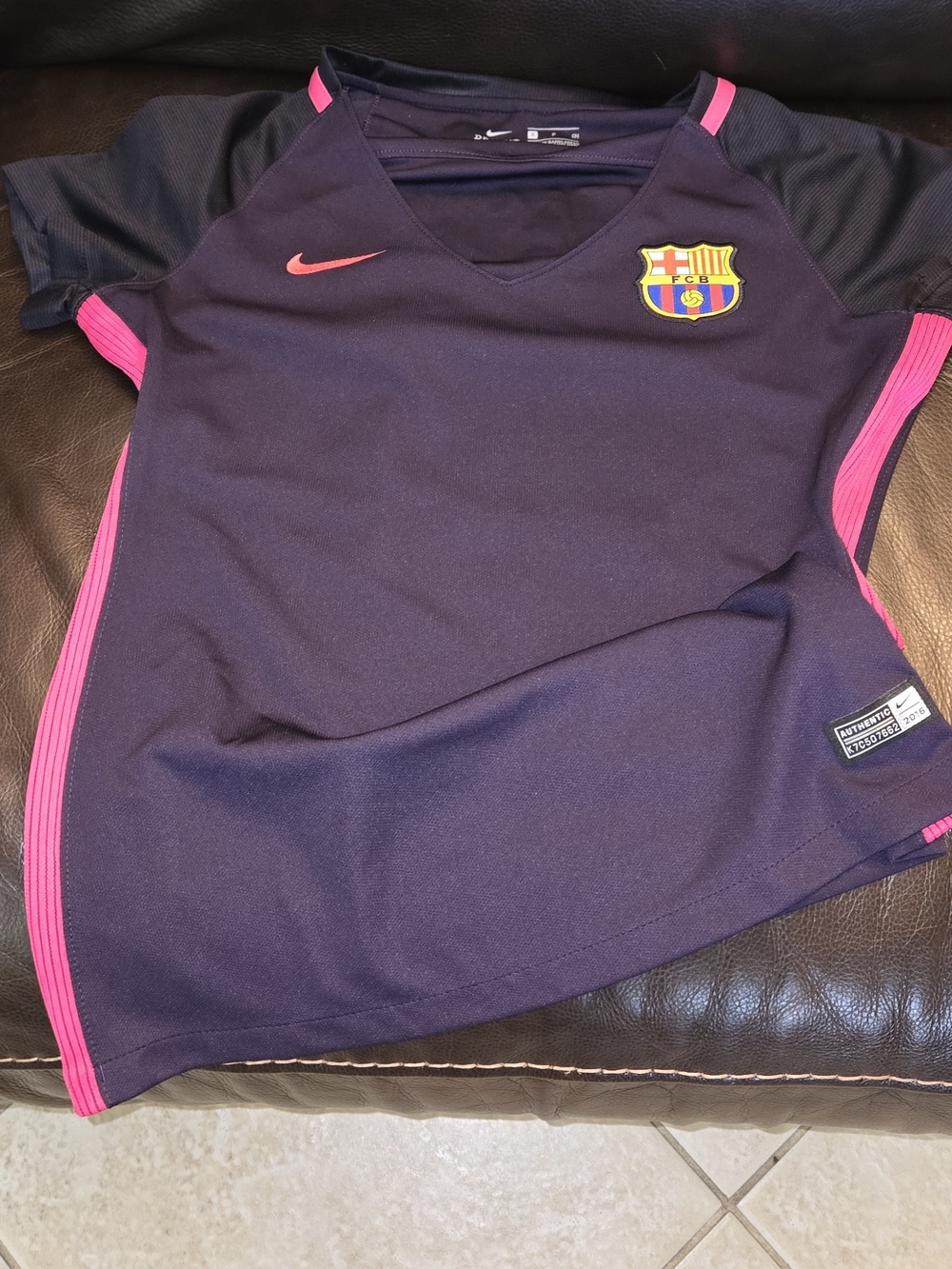 Nike Womens FC Barcelona Purple with Pink Trim Soccer Jersey